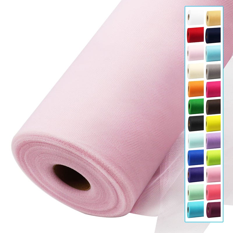 IONTACH Light Pink Tulle Fabric Rolls 54 Inch by 40 Yards Tulle Bolt Spool for Wedding Decorations DIY Tutu Baby Shower Table Skirt Ceiling Decor Birthday Party Craft Supplies - Image 1